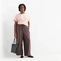 Stylus Womens Round Neck Short Sleeve Plus T-Shirt