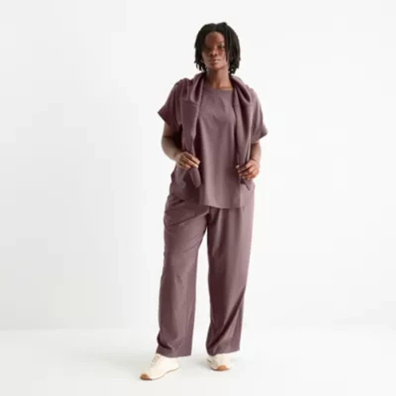 Stylus Womens Plus Crew Neck Dolman Short Sleeve T-Shirt