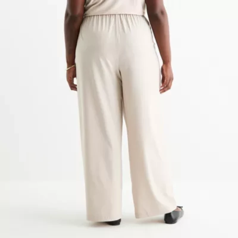 Stylus Womens Plus Mid Rise Wide Leg Palazzo Pant