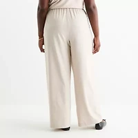 Stylus Womens Plus Mid Rise Wide Leg Palazzo Pant