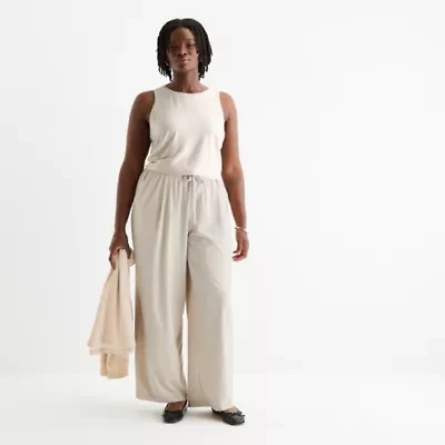 Stylus Womens Plus Mid Rise Wide Leg Palazzo Pant