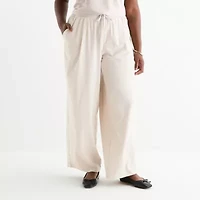 Stylus Womens Plus Mid Rise Wide Leg Palazzo Pant