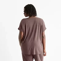 Stylus Womens Crew Neck Short Sleeve Plus T-Shirt