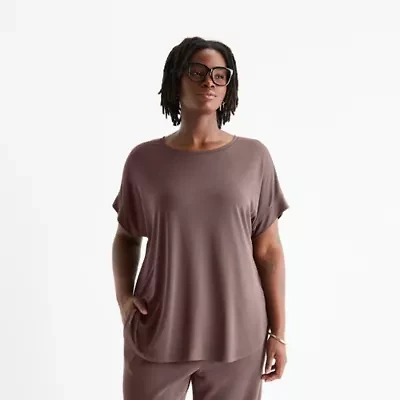 Stylus Womens Crew Neck Short Sleeve Plus T-Shirt