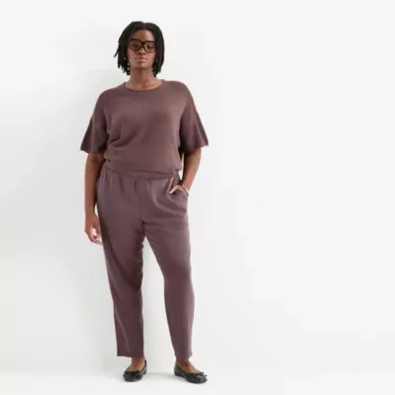 Stylus Womens Plus Tapered High Rise Ankle Pant