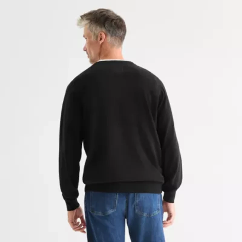 St. John's Bay Fine Gauge Mens V Neck Long Sleeve Pullover Sweater