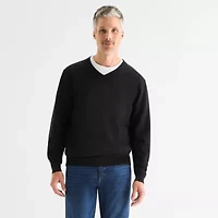 St. John's Bay Fine Gauge Mens V Neck Long Sleeve Pullover Sweater