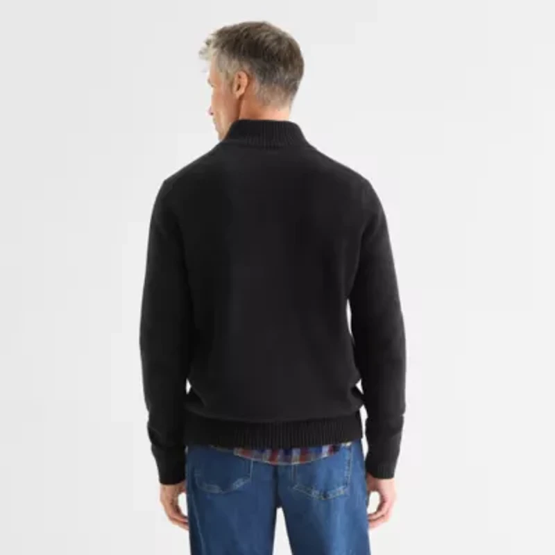 St. John's Bay Mens Mock Neck Long Sleeve Quarter-Zip Pullover Sweater
