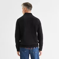 St. John's Bay Mens Mock Neck Long Sleeve Quarter-Zip Pullover Sweater