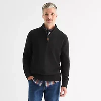 St. John's Bay Mens Mock Neck Long Sleeve Quarter-Zip Pullover Sweater