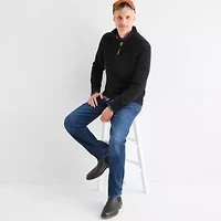 St. John's Bay Mens Mock Neck Long Sleeve Quarter-Zip Pullover Sweater