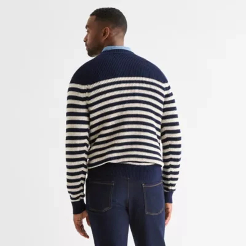 St. John's Bay Raglan Waffle Mens Crew Neck Long Sleeve Pullover Sweater