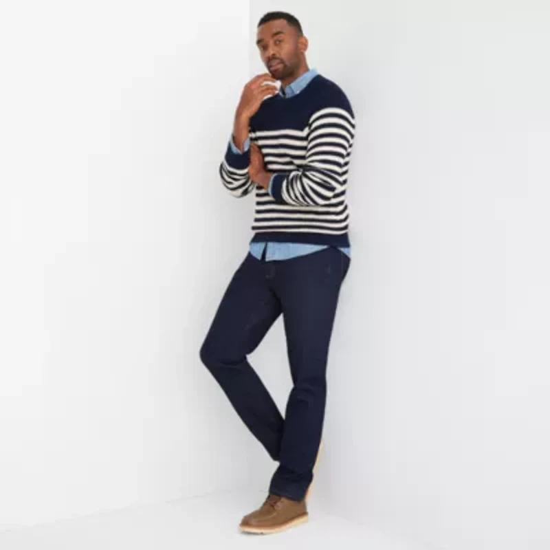 St. John's Bay Raglan Waffle Mens Crew Neck Long Sleeve Pullover Sweater