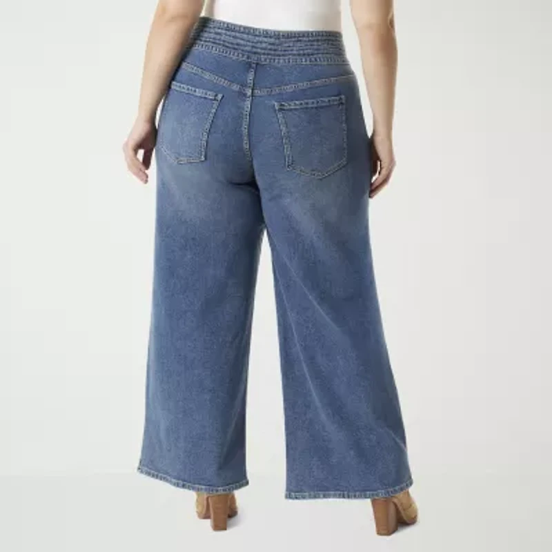 JS Jessica Simpson Womens Wide Leg High Rise Modern Fit Plus Trouser