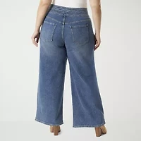 JS Jessica Simpson Womens Wide Leg High Rise Modern Fit Plus Trouser