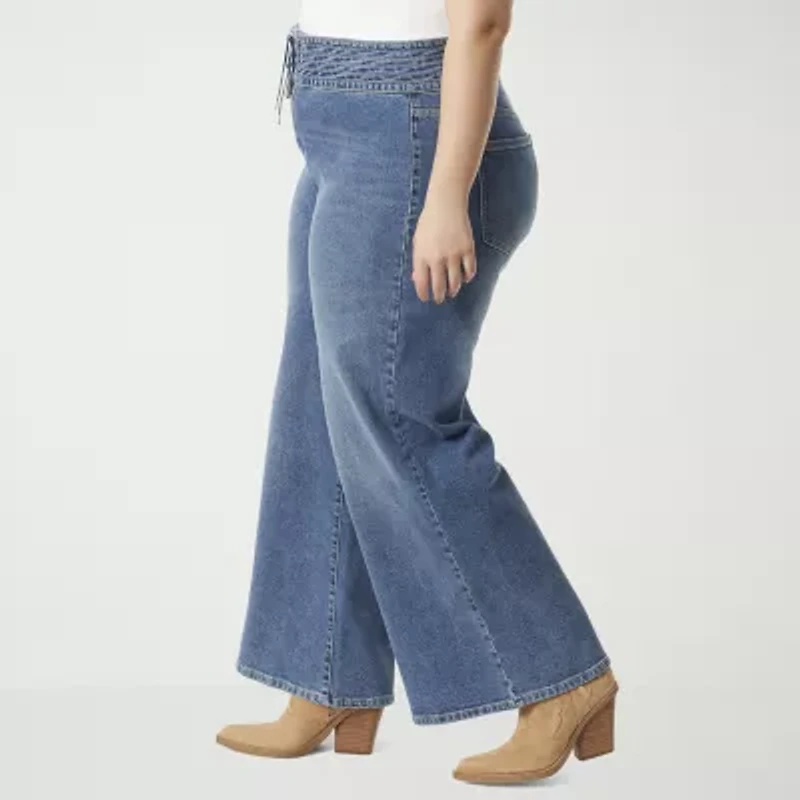 JS Jessica Simpson Womens Wide Leg High Rise Modern Fit Plus Trouser