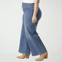 JS Jessica Simpson Womens Wide Leg High Rise Modern Fit Plus Trouser