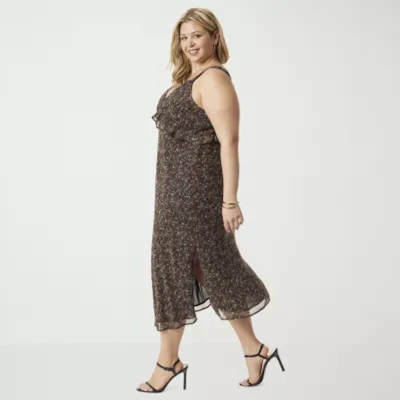 JS Jessica Simpson Chiffon Womens Maxi Dress Plus