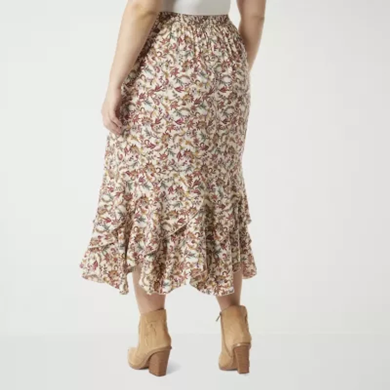 JS Jessica Simpson Dobby Womens Midi Plus A-Line Skirt