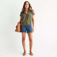 a.n.a Womens Short Sleeve Cap Regular Fit Tall Button-Down Shirt
