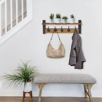 Sorbus 24" Floating 5 Hooks 1-Shelf with Baskets