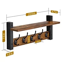 Sorbus 24" Floating 5 Hooks 1-Shelf with Baskets