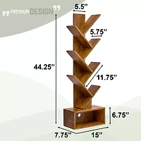 Sorbus 7-Tier Zigzag Tree Bookcase Shelf with Baskets
