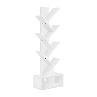 Sorbus 7-Tier Zigzag Tree Bookcase Shelf with Baskets