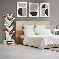 Sorbus 7-Tier Zigzag Tree Bookcase Shelf with Baskets