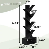Sorbus 7-Tier Zigzag Tree Bookcase Shelf with Baskets