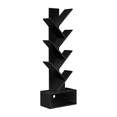 Sorbus 7-Tier Zigzag Tree Bookcase Shelf with Baskets