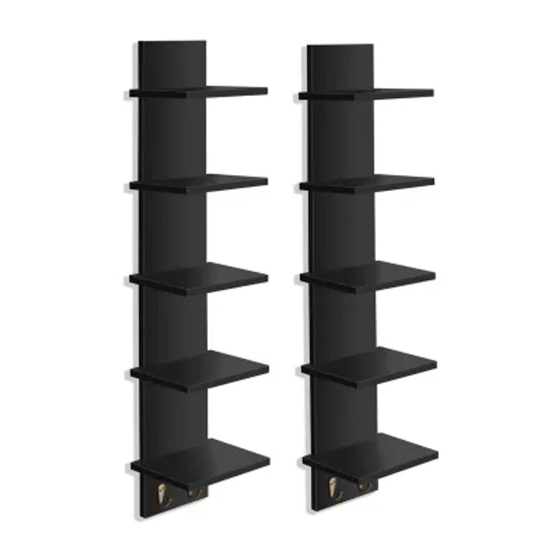Sorbus 5 Tier Floating Hooks 10-Shelf with Baskets