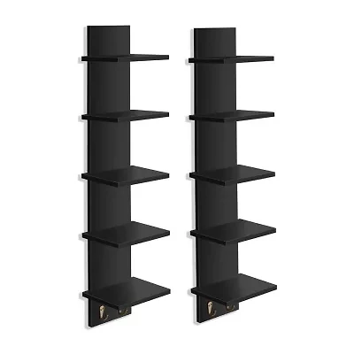 Sorbus 5 Tier Floating Hooks 10-Shelf with Baskets