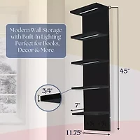 Sorbus Floating Led Lights 5-Shelf  with Baskets
