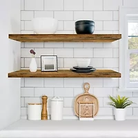 Sorbus 35" Floating Wall 2-Shelf with Baskets