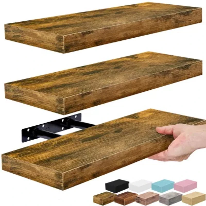 Sorbus 16" Floating 3-Shelf with Baskets