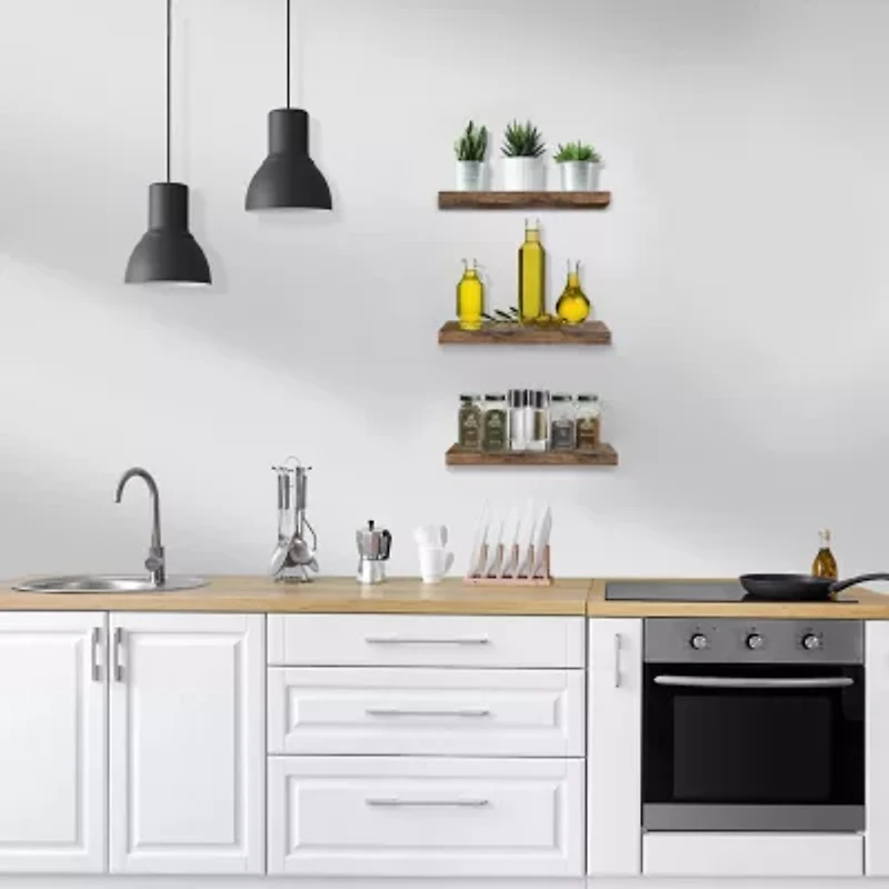 Sorbus 16" Floating 3-Shelf with Baskets