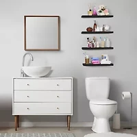 Sorbus 24" Floating Wood 4-Shelf with Baskets