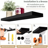 Sorbus 24" Floating Wood 4-Shelf with Baskets