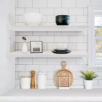 Sorbus 35" Floating Wall 2-Shelf with Baskets