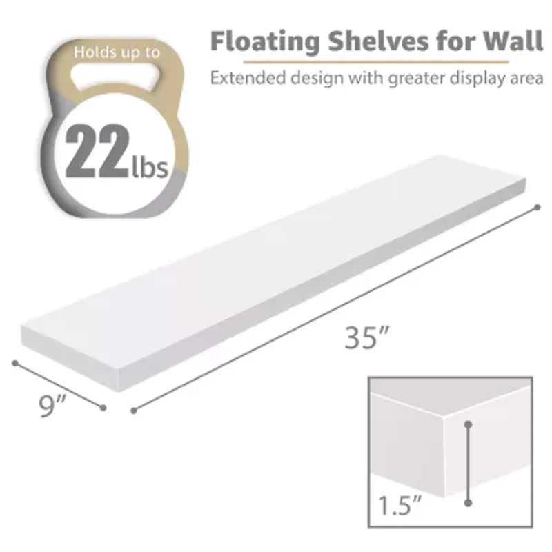 Sorbus 35" Floating Wall 2-Shelf with Baskets