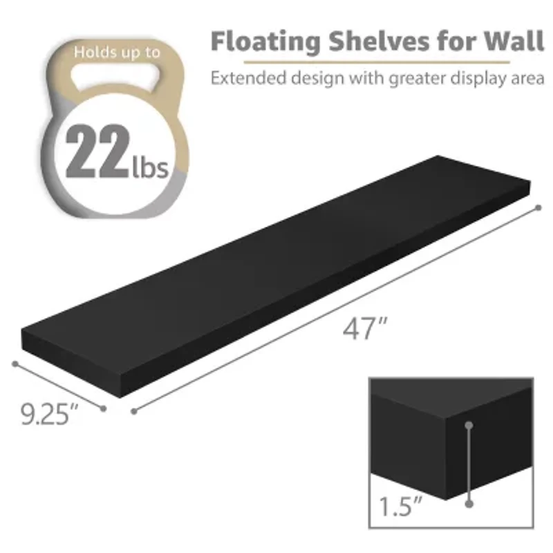 Sorbus 47" Floating 2-Shelf with Baskets