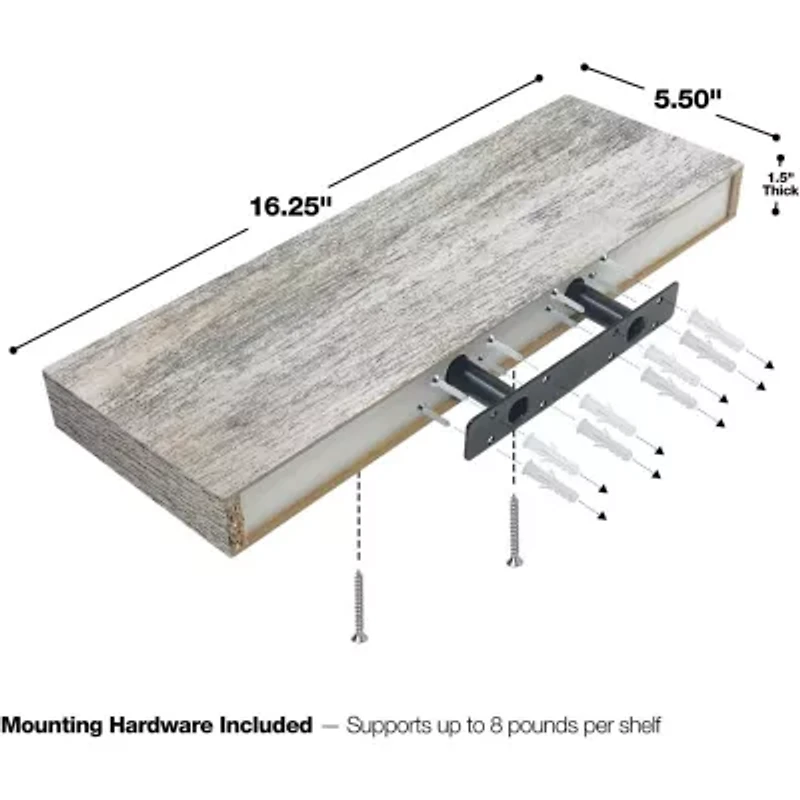 Sorbus 16" Floating 2-Shelf with Baskets