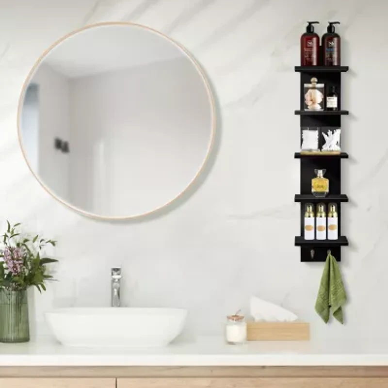 Sorbus Floating  with Hooks 5-Shelf Baskets