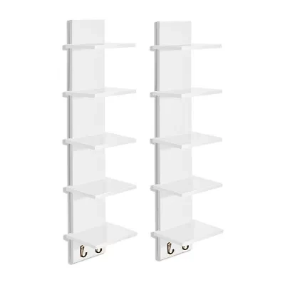 Sorbus 5 Tier Floating Hooks 10-Shelf with Baskets