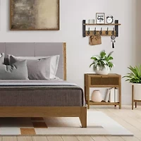 Sorbus 16" Floating Wall  with 5 Hooks 1-Shelf Baskets