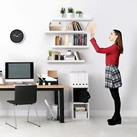 Sorbus 24" Floating Wood 4-Shelf with Baskets