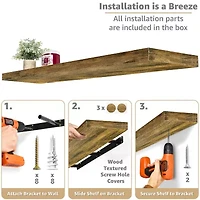 Sorbus 47" Floating 2-Shelf with Baskets
