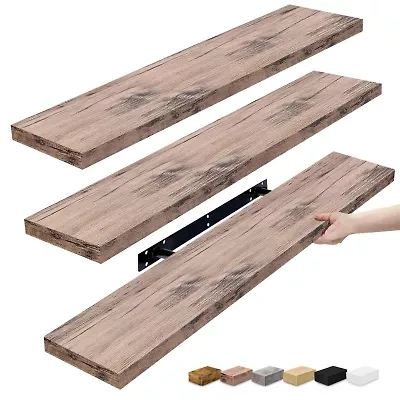 Sorbus 35" Floating 3-Shelf with Baskets