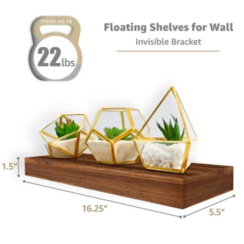 Sorbus 16" Floating 2-Shelf with Baskets